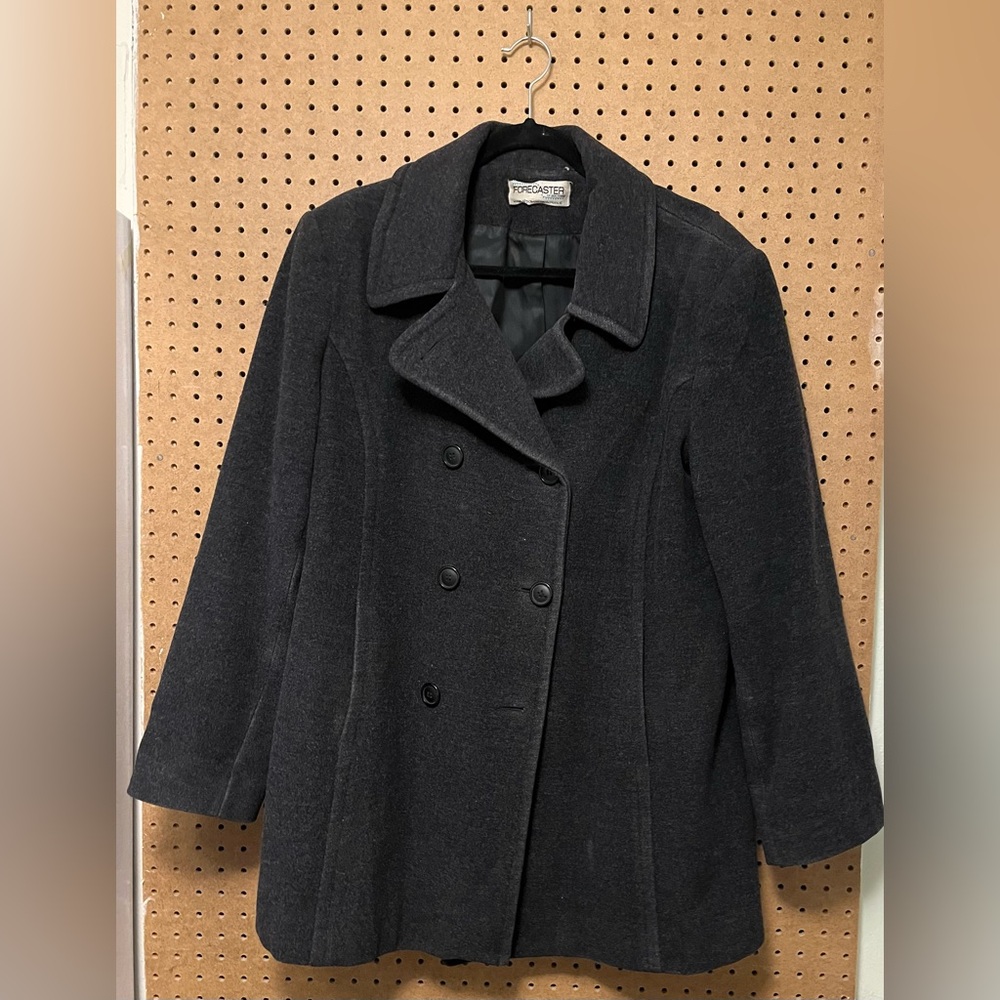 Forecaster of Boston Black Peacoat Large 79% Wool